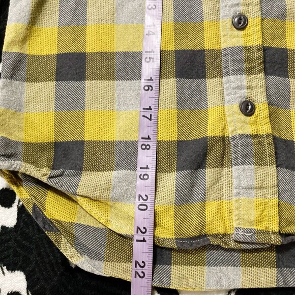 GAPKIDS Boy's grey yellow plaid flannel button-down shirt ~ Youth kids - Picture 7 of 11